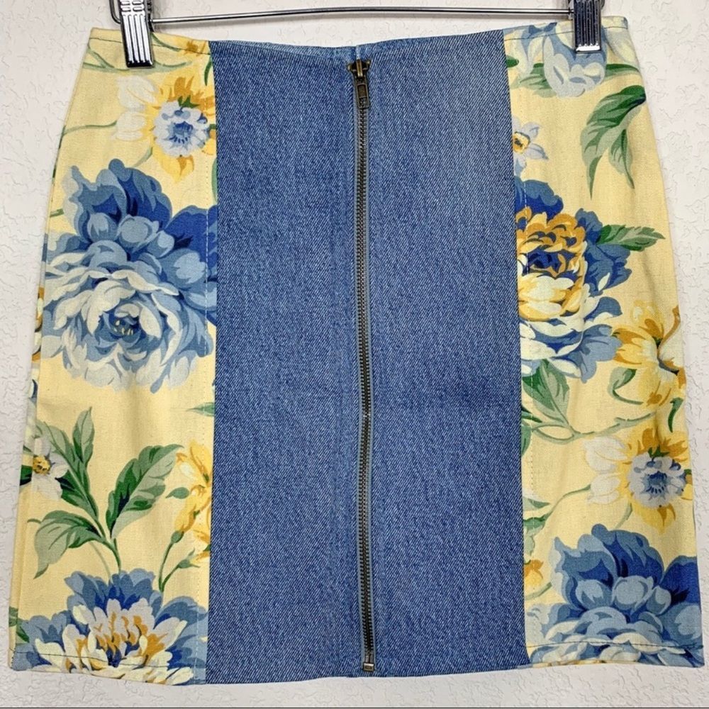 BNWT Urban Outfitters Renewal Denim Floral Skirt - Picture 2 of 8